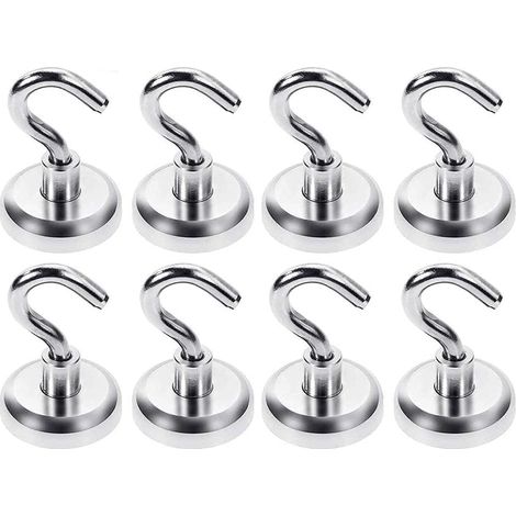 Ganchos magnéticos de neodimio de 25 mm (8 unidades) con una fuerza de tracción de 18 kg para accesorios de cocina. (1/5)