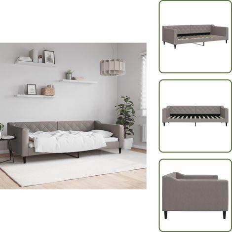 The Living Store Lit de repos sans matelas taupe 90x200 cm tissu - Lit de jour (1/5)