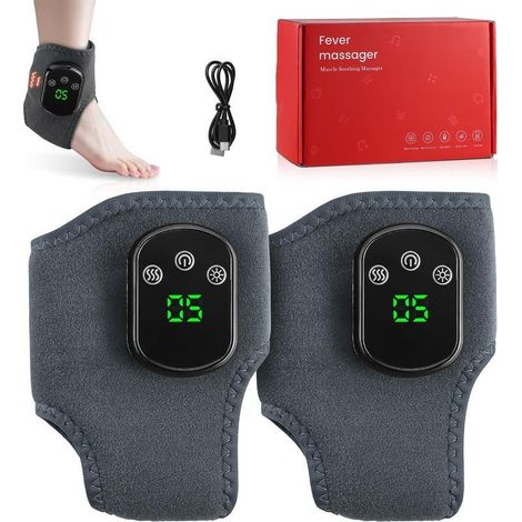 Masajeador de pies, 2 piezas, 3 en 1, eléctrico, con función de calor y masajeador de tobillos, con 3 modos de vibración y 5 niveles de calor, para alivio del dolor y relajación. (1/5)