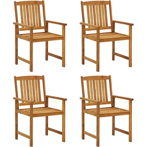 Lot de 4 Chaises de jardin - Chaises d'extérieur pour terrasse/jardin Bois d'acacia solide BV812667 - BonneVie (1/5)