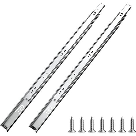 VEVOR Glissieres de Tiroir, 10 Paires, Coulisses de Tiroir a Billes a Montage Lateral 550 mm Capacite de Charge 45 kg, Rail de Guidage en Acier au Carbone a Extension Complete pour Armoire Cuisine