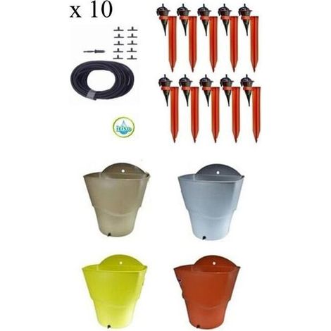 Kit d'irrigation goutte à goutte avec 10 goutteurs – Réservoir d'eau de 12 L – Irrigation par gravité – 11 débits réglables – Iriso (1/4)