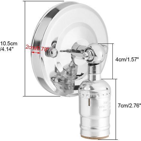 Douille E27 vintage pour applique murale avec interrupteur, idéale pour la décoration intérieure (220 V, argentée). (1/4)