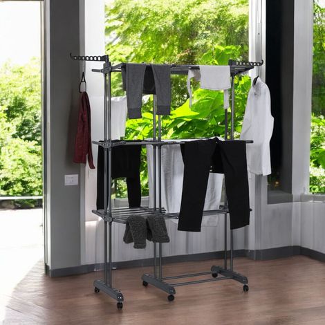 Etendoir - JE CHERCHE UNE IDEE - Extensible - 3 Étages - Gris (1/5)