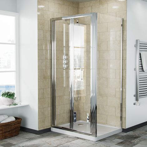 Bi-Fold Folding 900 mm Glass Door with Frameless 760 mm Side Panel (1/5)