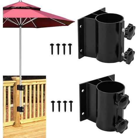 Set of 2 patio parasol brackets, fixing brackets for outdoor parasol bases, for patio railings, balconies or outdoor courtyards (1/5)
