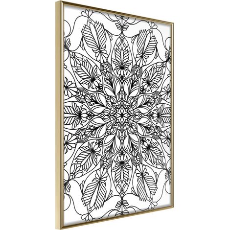 Affiche Murale Encadrée "Colour Your Own Mandala I" 21 x 30 cm Or