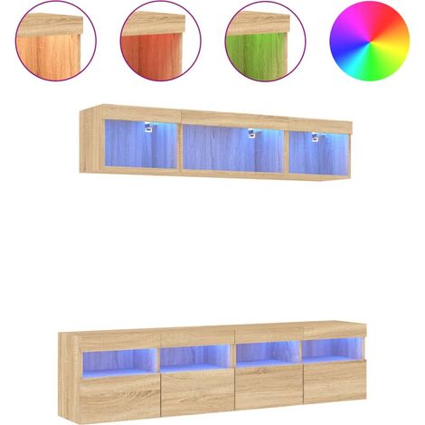 Maison Exclusive - 5-tlg. Wohnwand mit LED-Beleuchtung Sonoma-Eic
