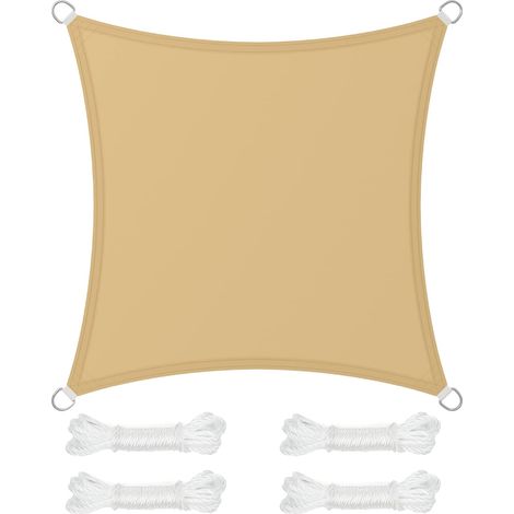 Voile d'Ombrage 3 x 3 m, Hydrofuge Colonne d’Eau de 665 mm, Polyester Anti-déchirure, Protection UV 93%, Terrasse, Jardin, Balcon (1/5)