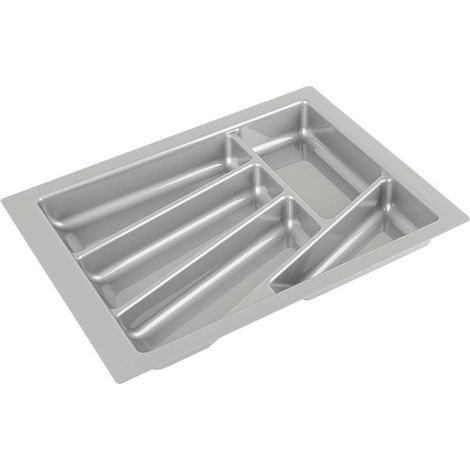 Range couverts pour intérieur de tiroir en plastique redécoupable Organiseur Ustensile Cuisine Rangement, 5 compartiments 330 x 435 mm gris