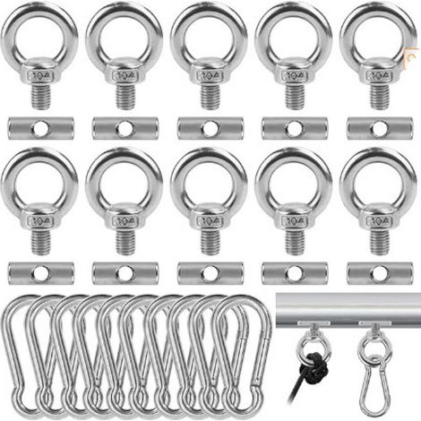 Lot de 10 butées de rail de tuyau et 10 mousquetons en acier inoxydable, butées d'auvent, kit de verrouillage de crochet d'auvent, accessoires de rail de tuyau pour camping-car, caravane, camping-car (1/5)