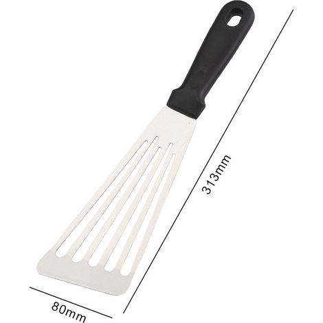 Espátula compacta para pescado - Espátula ergonómica de acero inoxidable para pescado y filetes con mango antideslizante, ideal para cocinar - Acero inoxidable, aprox. 30 cm, con agarre cómodo, negra