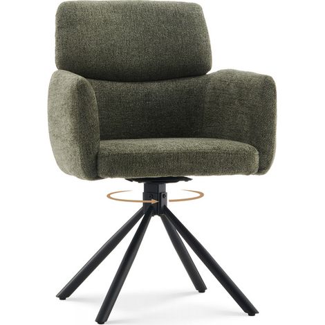 CLIPOP 1PC Chenille Swivel Living Room Armchair, 360 Rotating Base Tub Chair Luxurious with Padded Seat for Dining Room Bedroom Vanity Breakfast Green (1/5)