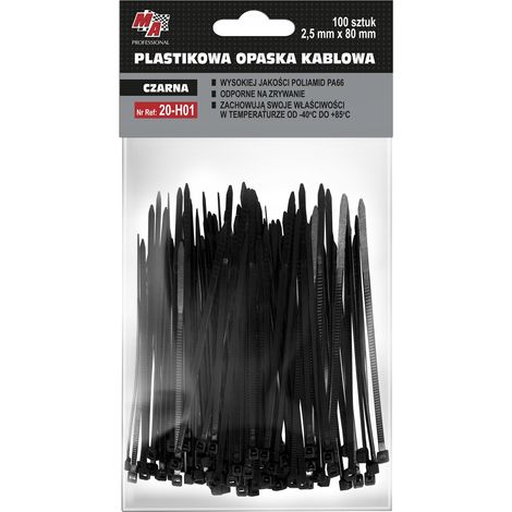 011361 MA Fascette per cavi professionali in plastica - Nere 2,5 mm x 80 100 pezzi