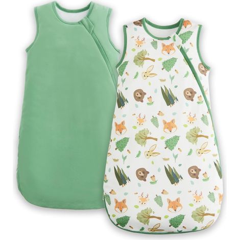 Lot de 2 gigoteuses pour bébé 1,5 TOG avec double fermeture éclair en forme de J, double couche avec rembourrage de 50 g, gigoteuse en coton pour bébé de 0 à 24 mois (1/5)