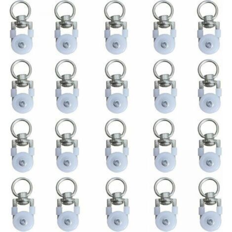 20 Stück Gardinenschienenrollen, Schienenrollen, Gardinenstangengleiter, geräuschlose Rollen, Doppelschienen-Fenstergardinenschienenrollen