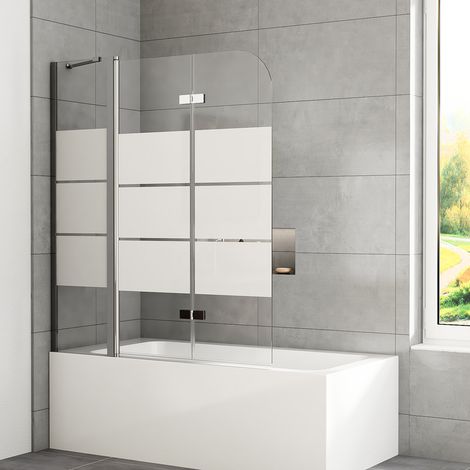 WDWRITTI 150x140cm Badewannenaufsatz Badewanne Duschwand mit festem segment 6mm ESG Sicherheitsglas Badewanne Duschwand 3-teilig faltbar Duschabtrennung Badewannenfaltwand Duschtrennwand für Badewanne