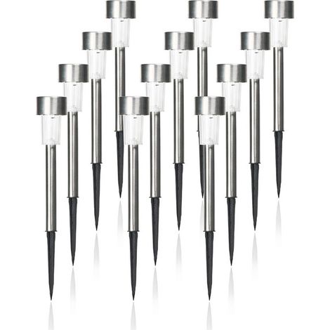 Confezione da 12 luci solari natalizie, luci colorate in acciaio inossidabile impermeabili per esterni, patio, giardino, paesaggio/sentiero. (4,5x29,5 cm)