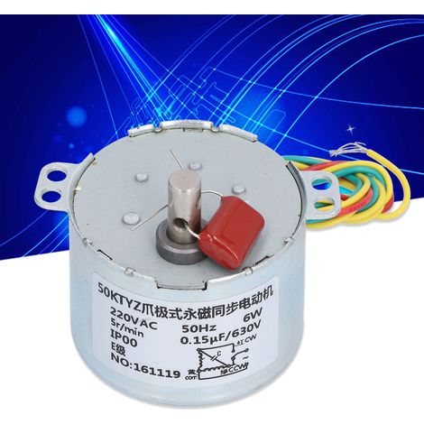 Moteur synchrone à engrenages 50KTYZ, 220 V CA, 5 tr/min, avec condensateur (1/5)