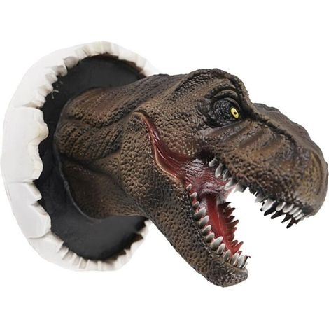 SABIR 3D Dinosaure Sculpture Murale, Tête Dinosaure Murale en Résine Statue Murale, 3D Réaliste Statue de Dinosaure, pour La Décoration De La Chambre des Enfants À La Maison, 22 16 14cm (1/4)