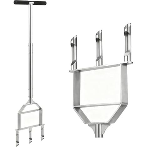 Aérateur de pelouse manuel en acier inoxydable, outil d'aérateur de gazon semi-assemblé pour ameublir le sol et améliorer la santé de la pelouse (1/5)