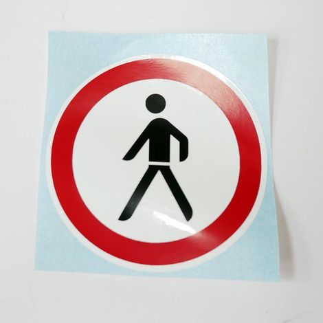 Panneau de signalisation adhésif vinyl INTERDIT AUX PIETONS (à l'unité) diamètre 80mm DERANCOURT