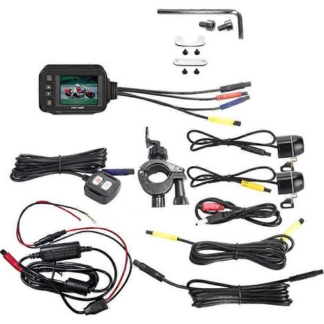 Cámara grabadora de conducción para motocicleta, pantalla IPS de 2 pulgadas, doble resolución AHD 1080P+720P, sensor G y modo de estacionamiento. (1/5)