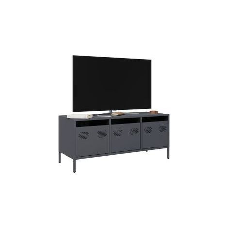 Meuble TV anthracite 101,5x39x43,5 acier laminé à froid (1/5)