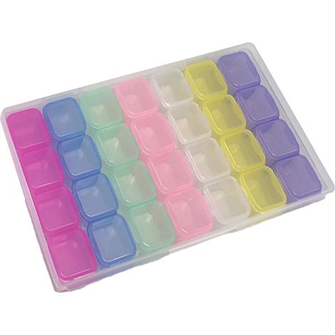Transparente, umweltfreundliche Aufbewahrungsbox aus PP mit 28 Fächern für Nagellack und separatem Deckel für Schmuckzubehör (1/5)