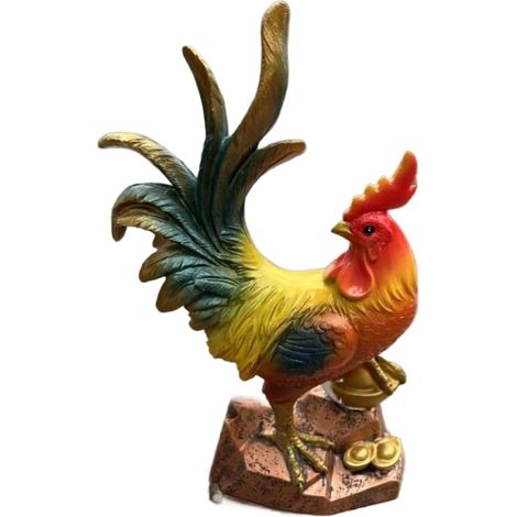 Statue Coq en Résine Design Réaliste 24,5 cm Décoration Intérieure Minimaliste pour Salon pour étagère Entrée de Maison Ornement (1/5)