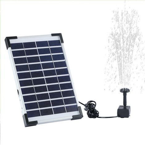 Pompa ad acqua a pannello solare Fountaine da 380 l/h con kit ugello da 5 W e cavo da 3 metri per abbeveratoio per uccelli da giardino. (1/5)