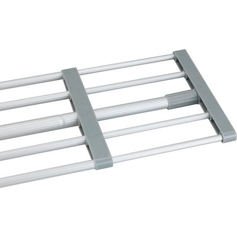 Étagère télescopique de rangement pour placard – Aluminium – Réglable 70-120 cm – Fixation sans perçage – Charge max 10 kg – Argent - 70-120x3x23