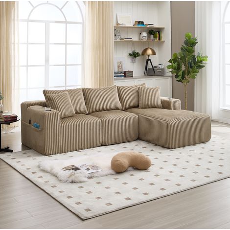 Sofá modular chaise longue acolchado khaki OKMYHOME (1/5)