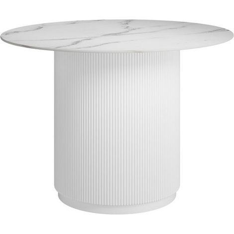 Fuji Dining Table - Sintered Stone/MDF - L110 x W110 x H76 cm - Stone/White - Partially Assembled