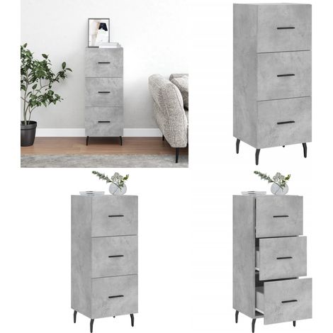 Buffet Gris béton 34,5x34x90 cm Bois d'ingénierie - Buffet Moderne - Meuble Rangement - Buffet Gris - Mobilier Salon - Commode Tiroir - Home & Living (1/5)