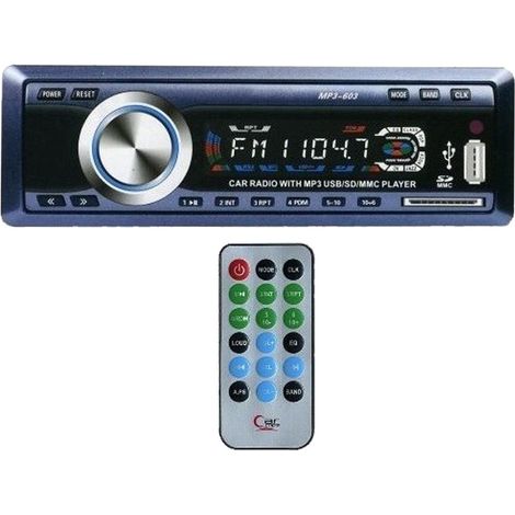 Trade Shop - Radio De Coche Estéreo Fm Reproductor De Mp3 Para Coche Usb Tarjeta Sd Entrada Auxiliar Wma Radio 603 - (1/5)
