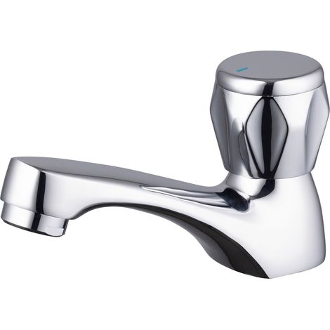 Eurosanit – Robinet de lave-mains chromé – Bec bas fixe – Aérateur avec brise jet – Têtes à disques céramiques – Corps en laiton pour eau froide