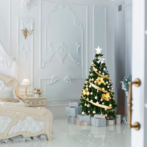 Sapin de Noël Artificiel, Arbre de Noël 240 cm PVC 1138 Branches Pied Métal Stabilité CW5526 Maison Chic (1/5)
