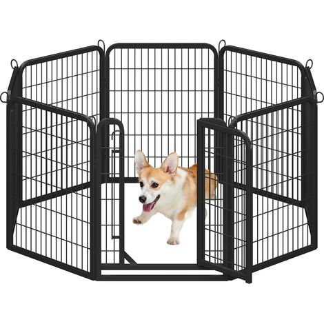 Yaheetech Recinto per Cani 8 Pannelli 65 x 80 cm in Metallo Trasportabile Giardino Conigli Cuccioli Recinzione Rete Animali Domestici Nero