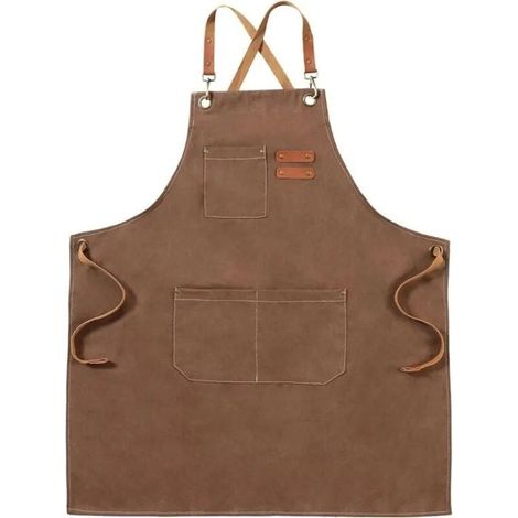 Marron Tabliers en Toile, Tabliers de Travail pour Hommes Femmes, Tabliers de Chef, Tablier pour Serveurs Cuisine Cuisson Artiste (1/4)