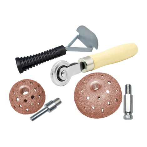 4-teiliges Reifenreparatur-Werkzeugset – 42 mm x 55,5 mm Wolframstahl-Schleifscheiben, Reparaturwalze und Schaber für die Reparatur