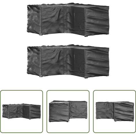 vidaXL UV-beständig - Gartenmöbel-Abdeckungen in L-Form 2 Stk. 12 Ösen 185x185x90 cm (1/5)
