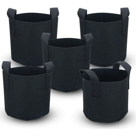 Lot De 5 Sacs De Plantation Non-Tissés De 38 Litres – 10 Gallons – 40 X 30 Cm – Avec Poignées De Transport - Pour Jardin, Serre, Etc. - Sac De Jardinière (1/4)