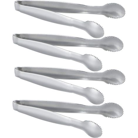 Lot de 4 mini pinces à sucre en acier inoxydable, 10 cm, pinces alimentaires épaisses-AquaForge (1/4)