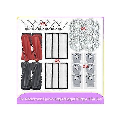 Für Roborock Qrevo Edge/EdgeC/Edge S5A 5V1 Haupt- und Seitenbürste, HEPA-Filter, Staubbeutel, Wischtuch-Ersatzteil (1/5)