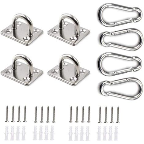 Piastra ad occhiello rettangolare AIPERQ in acciaio inox 304 con moschettoni (1/4)