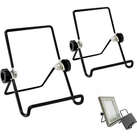 Sollbry 2 PCS Pliable Stand Support Photo Cadre Porte Assiette Decorative Chevalet Tablette Pliable Réglable Petit Chevalet Assiette Support de Présentoirs en Métal pour Photos Livres Assiettes Albums (1/4)