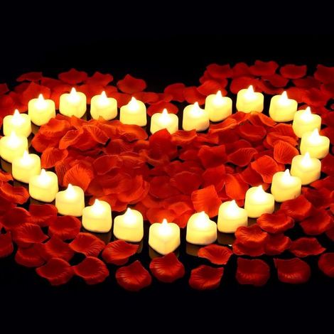 24 elektronische LED Kerzen, Requisiten für einen Heiratsantrag/ein Liebesgeständnis, Bühnendekorationen, ein herzförmiges Gesteck zum Valentinst (1/4)