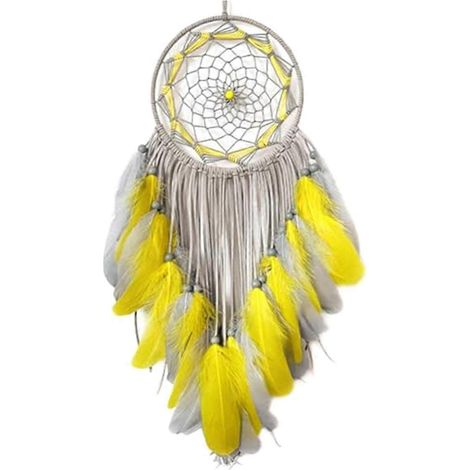 Attrape-rêves artisanal traditionnel en plumes colorées, à suspendre au mur - A (1/4)
