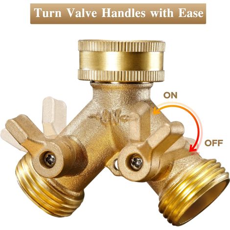 Raccord de tuyau d'arrosage en laiton massif avec valve en Y robuste (1/4)